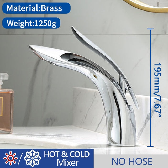 Basin Faucet Modern Bathroom Mixer Tap Black/Chrome Wash Basin Faucet Single Handle Hot and Cold Waterfall Faucet