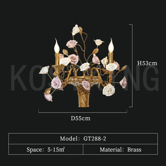 French Full Brass Ceramic Chandelier – European Vintage Luxury Pendant