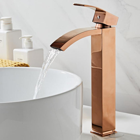 Basin faucet brass bathroom faucet single handle torneiras para pia de banheiro Rose Gold sink Wash faucet waterfall faucet