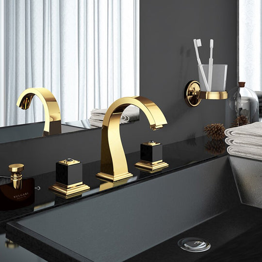 Bathtub Faucets 5 Pcs Spout Tub Sink Mixer Taps Gold Brass Hot and Cold Bathroom Shower Faucet Basin Faucet With Handshower Taps