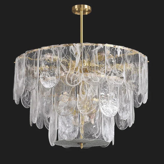 Ginevra Strand Gold LED Marble Crystal Glass Chandelier