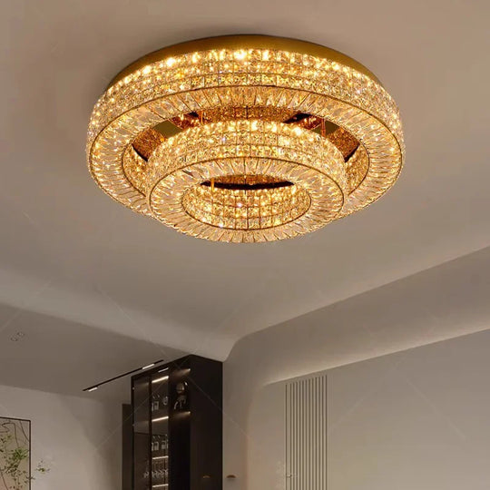 Modern Two-Tier Crystal Ceiling Light for Bedroom & Living Room