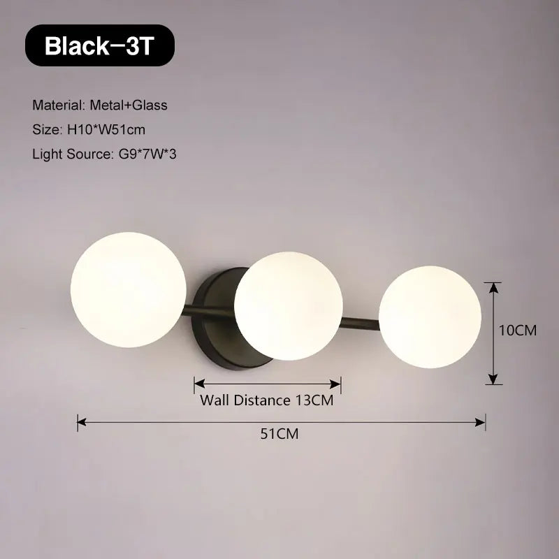 Nordic Frosted Glass Wall Lamp Modern LED Sconce for Bedroom