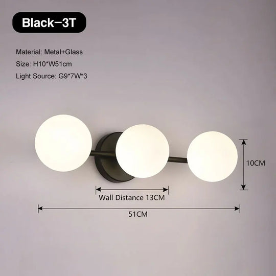 Nordic Frosted Glass Wall Lamp Modern LED Sconce for Bedroom