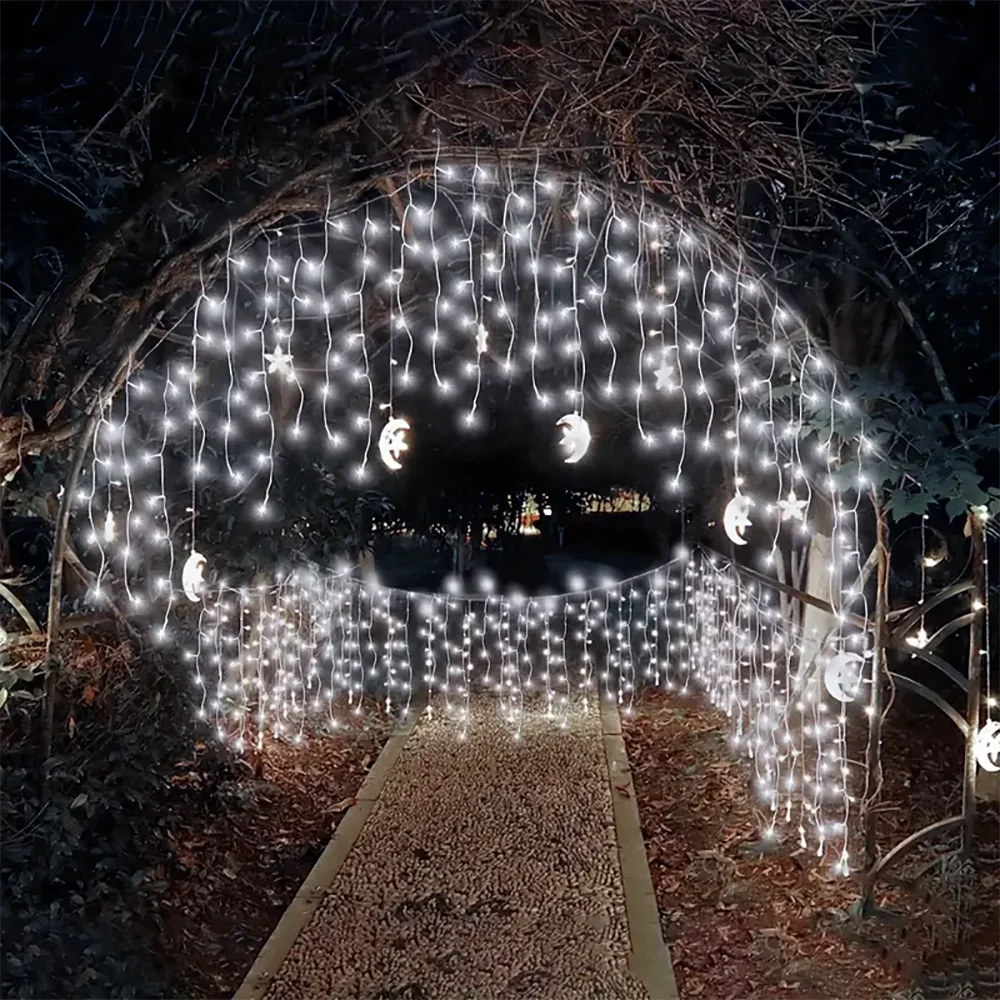 Solar Icicle Lights Outdoor Wedding Christmas Garden Decoration