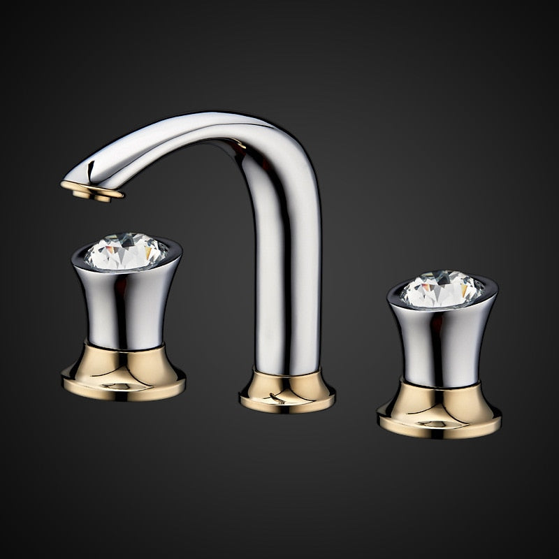 Basin Faucets Rose Gold Brass Bathroom Sink Faucets Holes Double Handle Luxury Bathbasin Bathtub Taps Hot and Cold Water Mixer