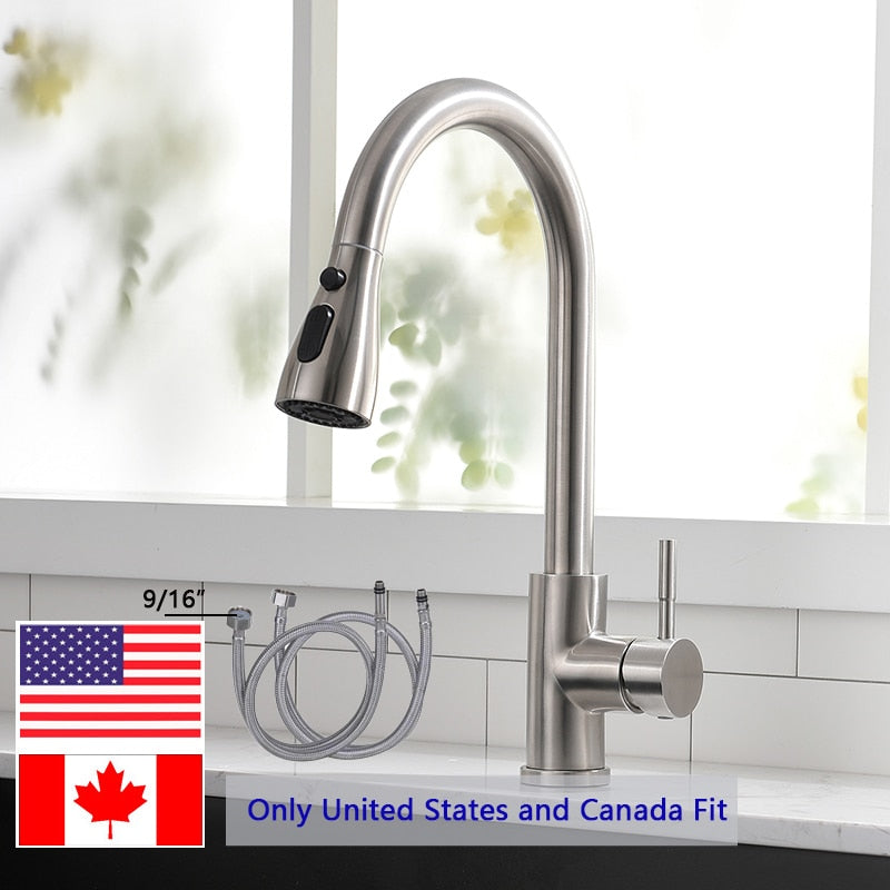 Pull Out Kitchen Sink Faucet With 3 Modes Water Outlet Spout 360 Degree Rotation Matte Black Kitchen Bar Water Mixer Tap