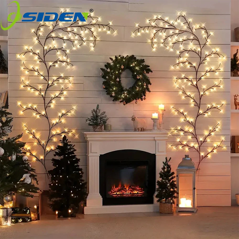 LED Tree Branch Vine Light USB Solar Fairy Lamp Christmas Decor