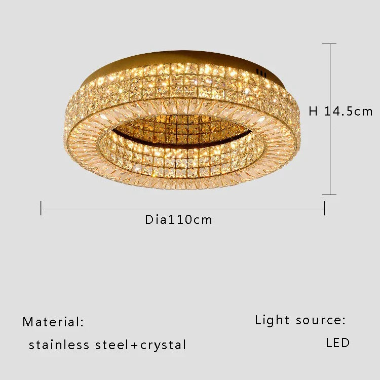 Modern Two-Tier Crystal Ceiling Light for Bedroom & Living Room