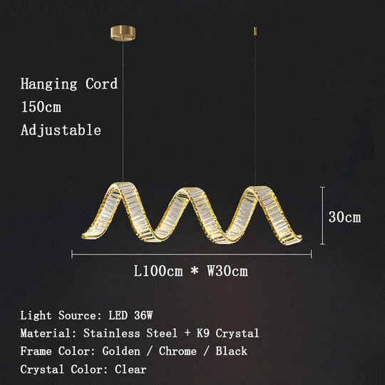 Victoria Spiral Crystal Chandelier – Golden Luxury Dining Lamp