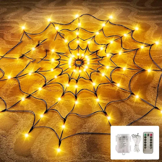 Halloween Spider Web Lights 70 LED Battery Fairy Outdoor Decor