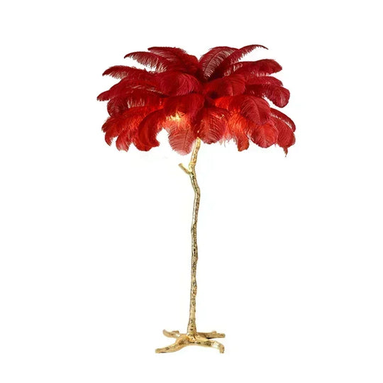 Lily Nordic Feather LED Floor Lamp – Luxury Ostrich Standing Light