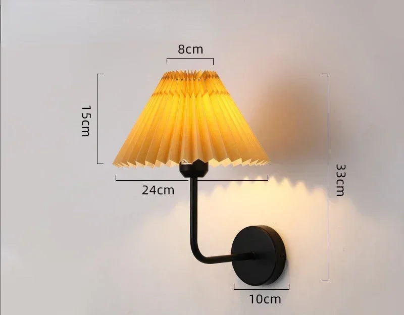 Retro Fabric Wall Lamp with Reading Light Modern Luxury Bedside