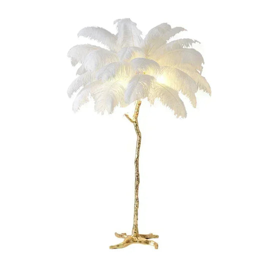 Lily Nordic Feather LED Floor Lamp – Luxury Ostrich Standing Light