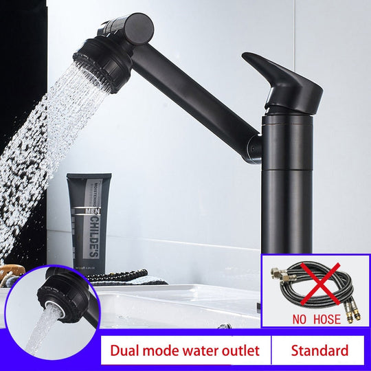 Faucet Bathroom Basin Tap Sink Mixer Black Golden Single Handle Washbasin Rotary Water Saving Hot And Cold Stainless Steel Shower