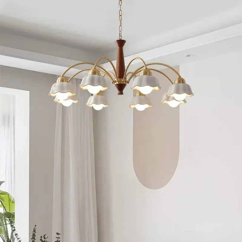 Modern Nordic Ceramic Flower Pendant Light – LED Chandelier