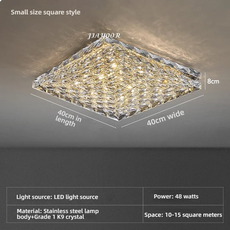 Modern Square Crystal LED Ceiling Light Luxury Bedroom Living Room