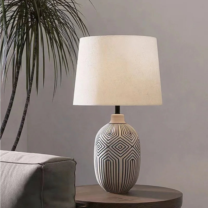 Abella Antique Ceramic Table Lamp - Modern Elegance with Artisanal Charm