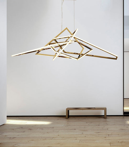 Modern Geometric Gold LED Light Chandelier