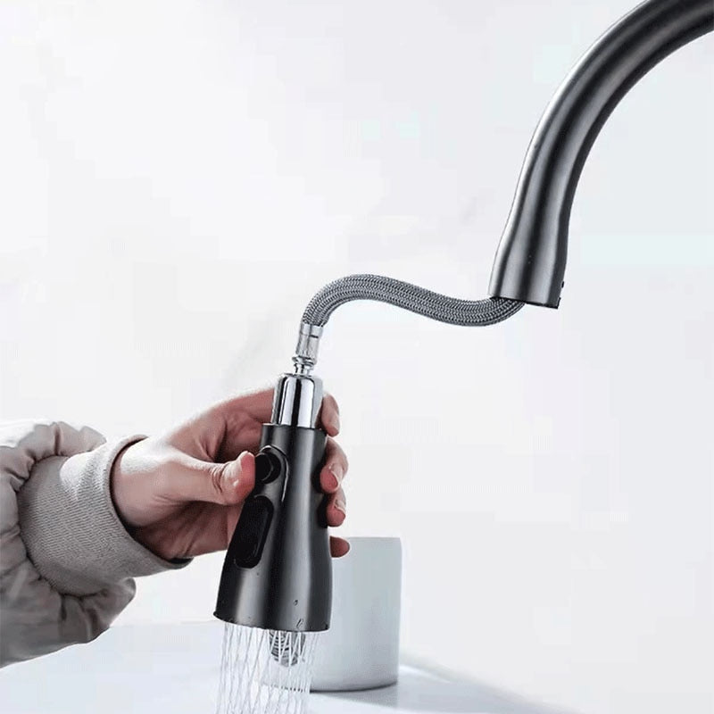 Brass Kitchen Faucets Pull Out Spout Kitchen Mixer Taps Hot Cold Water Accessories Deck Mounted Stream Sprayer Head Black