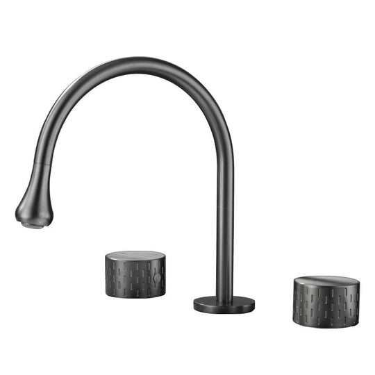 Brushed Gold Basin Faucet Brass Gray Widespread Bathroom Faucet Black Sink Faucets 3 Hole Hot And Cold  Chrome Water Faucet Tap