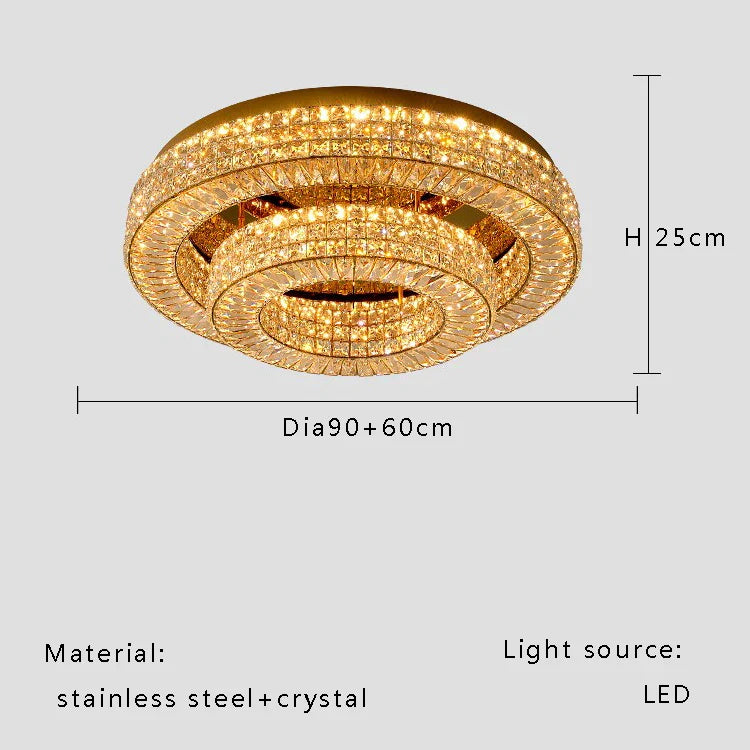 Modern Two-Tier Crystal Ceiling Light for Bedroom & Living Room