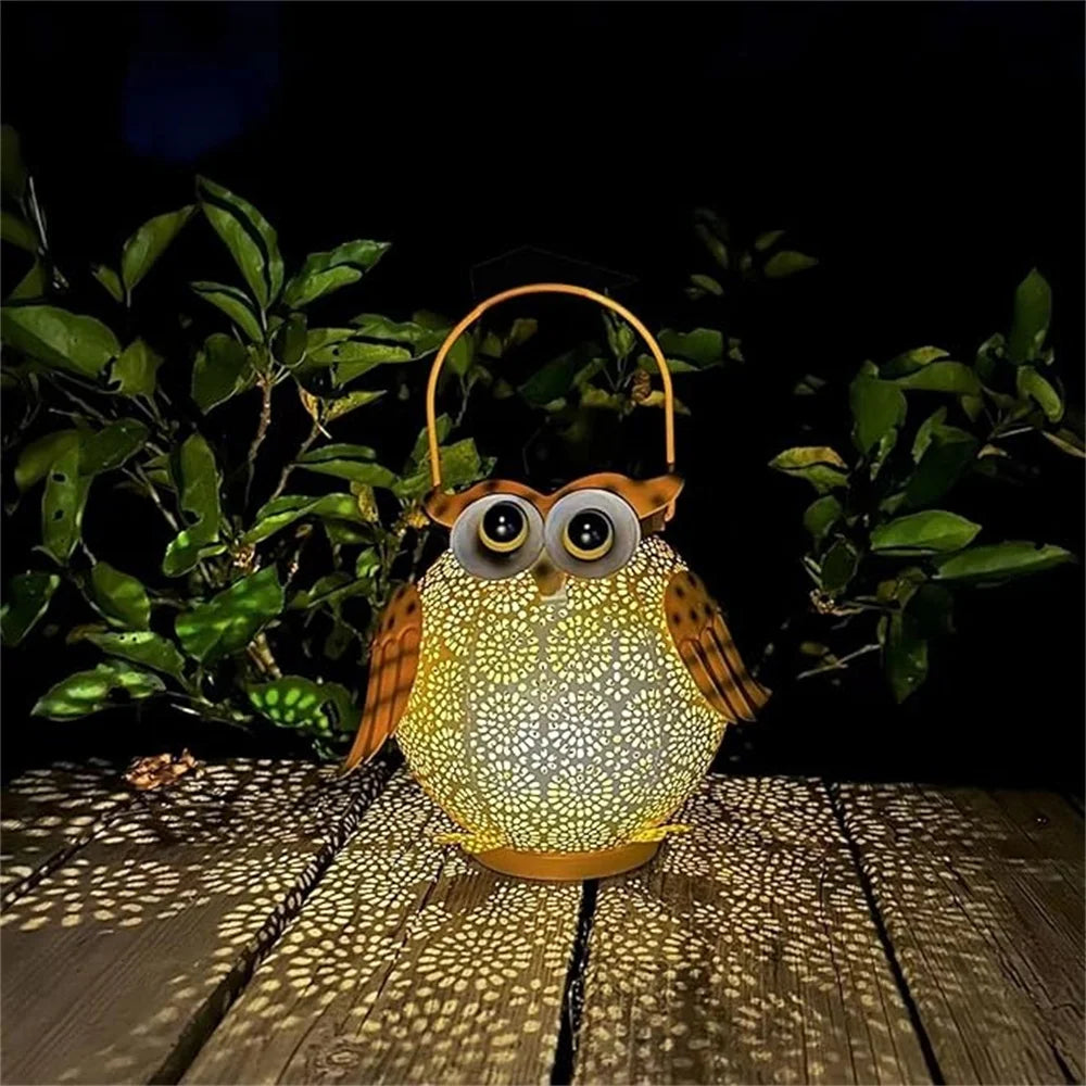 Owl Hanging Solar Lantern – Waterproof Metal Garden Light