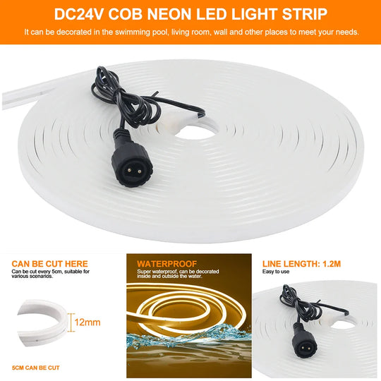 Solar Neon LED Strip Lights Waterproof Flexible Outdoor Decoration