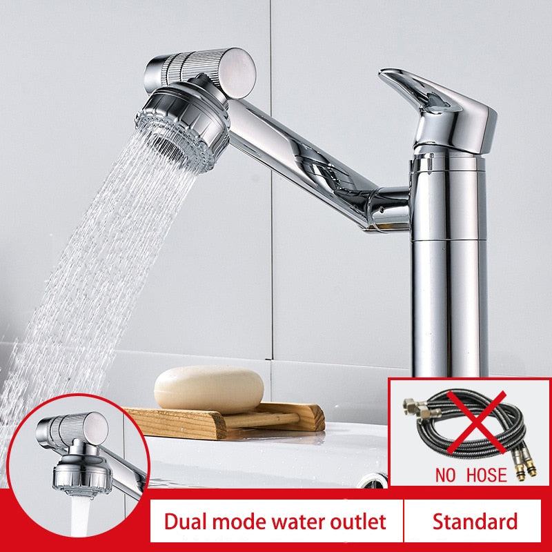 Faucet Bathroom Basin Tap Sink Mixer Black Golden Single Handle Washbasin Rotary Water Saving Hot And Cold Stainless Steel Shower