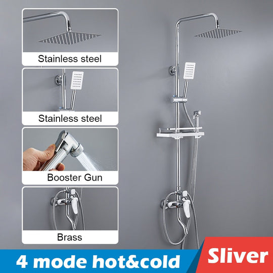 Bathroom Shower Set Black Gold Rain Shower Faucet Thermostatic Digital Display Shower Mixer Taps Copper Shower Systems for Bath