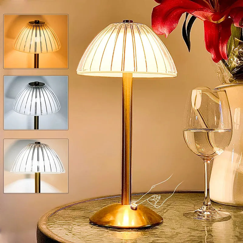 Vivienne Crystal LED Table Lamp – Touch Sensor, 3-Way Dimmable, USB Rechargeable