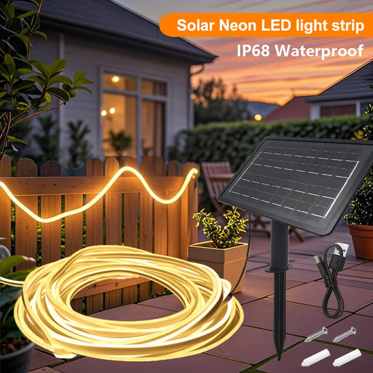 Solar Neon LED Strip Lights Waterproof Flexible Outdoor Decoration