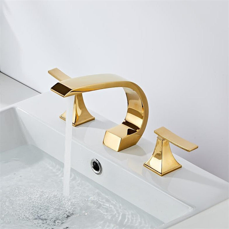 Bathroom faucet Rose Gold widespread Basin faucet Black Tap luxury Gold Basin Mixer Hot And Cold shower room sink Faucet