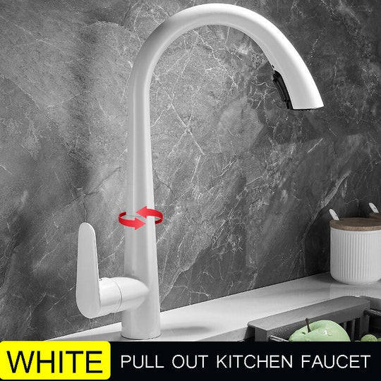 Single Handle Hole Pull Out Spray Brass Kitchen Sink Faucet Mixer Cold Hot Water Taps Torneira Cozinha