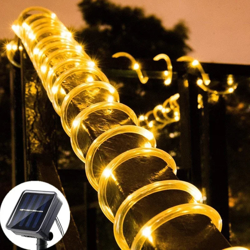 Solar LED Rope String Lights Outdoor Garden Wedding Balcony Decor