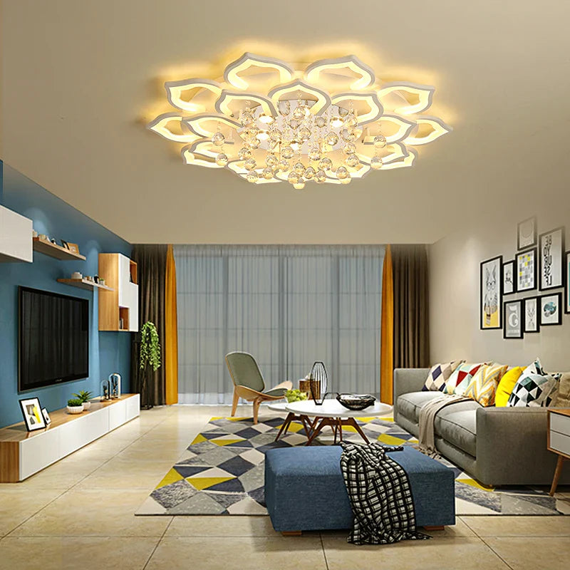 Modern Crystal Chandelier Pendant Light for Living & Dining Room
