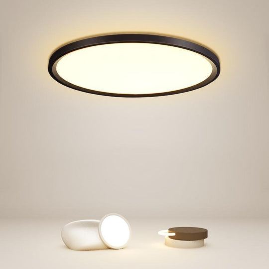 Minimalist Black Circle Industrial Flush Mount Ceiling Light