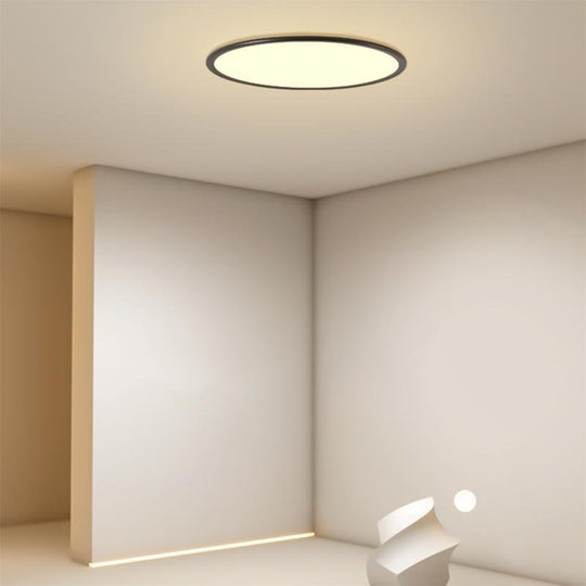 Soft White Round Industrial Black Flush Mount Ceiling Light