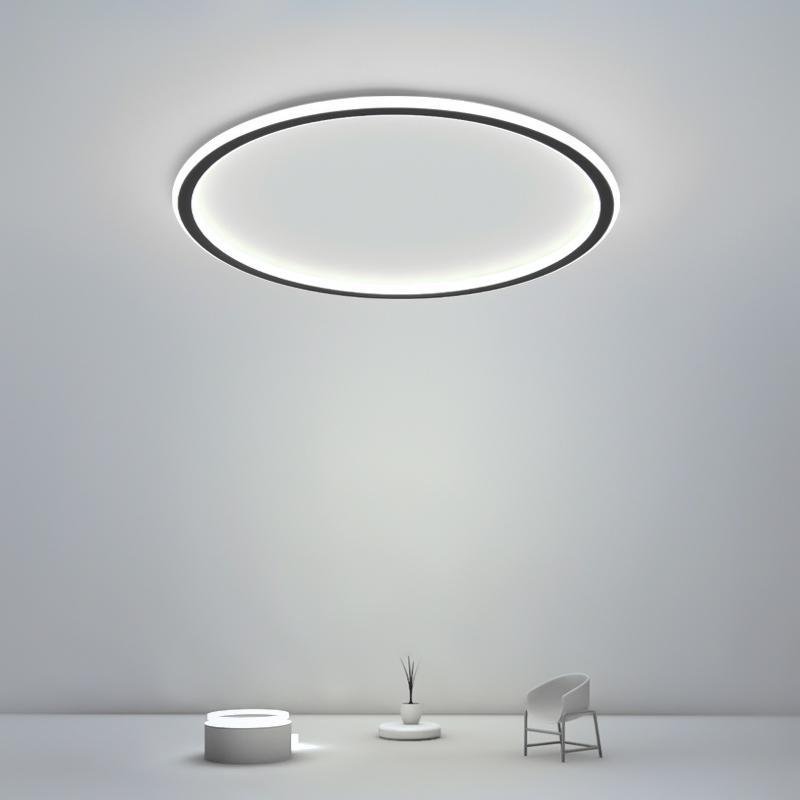 Round Black Framed Industrial Flush Mount Ceiling Light – Kitchen, Dining, or Bedroom