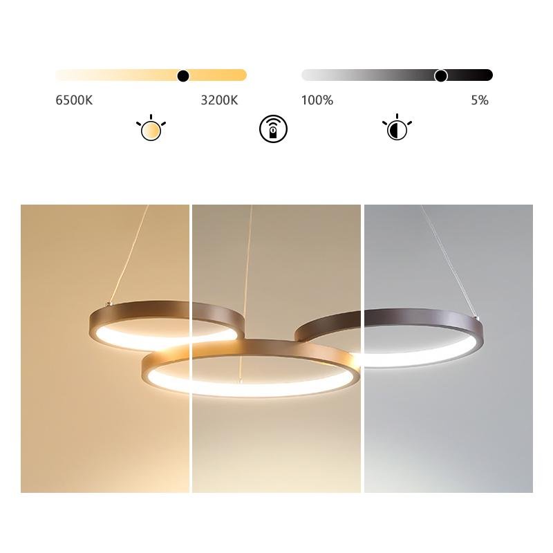 3 Rings Chandelier Dimmable Ceiling Light with Remote Control