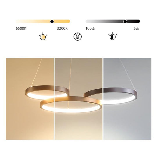 3 Rings Chandelier Dimmable Ceiling Light with Remote Control