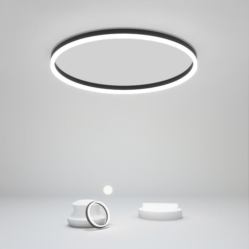 Black Round Dimmable Aluminum Flush Mount Ceiling Light