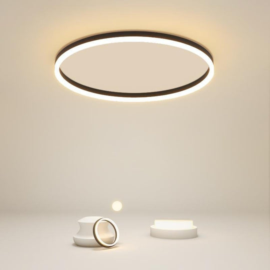 Black Round Dimmable Aluminum Flush Mount Ceiling Light