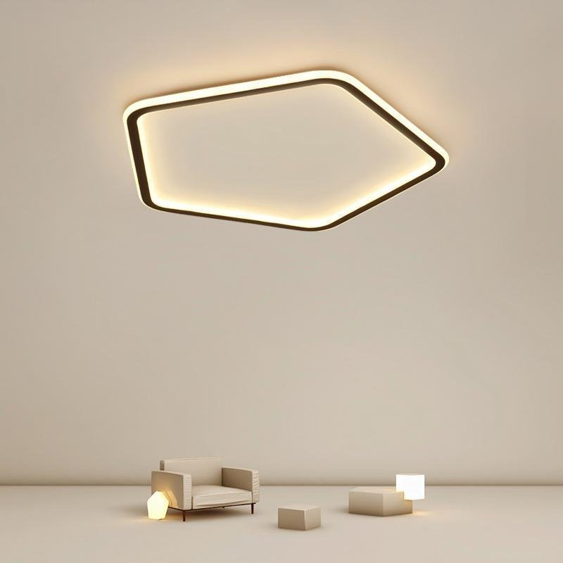 Nordic Hexagon Modern Flush Mount Ceiling Light – Black Iron Frame