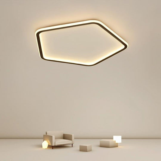 Nordic Hexagon Modern Flush Mount Ceiling Light – Black Iron Frame