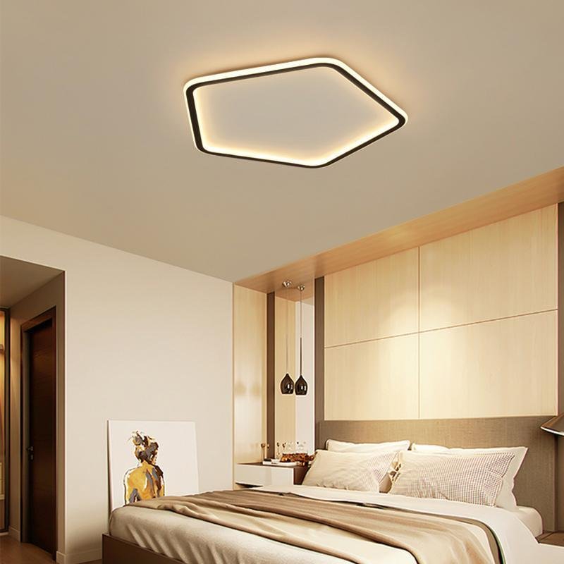 Nordic Hexagon Modern Flush Mount Ceiling Light – Black Iron Frame