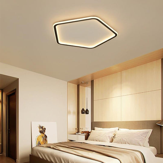 Nordic Hexagon Modern Flush Mount Ceiling Light – Black Iron Frame