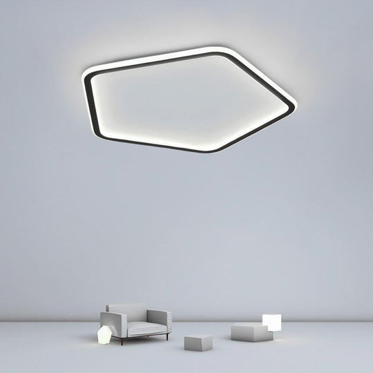 Nordic Hexagon Modern Flush Mount Ceiling Light – Black Iron Frame