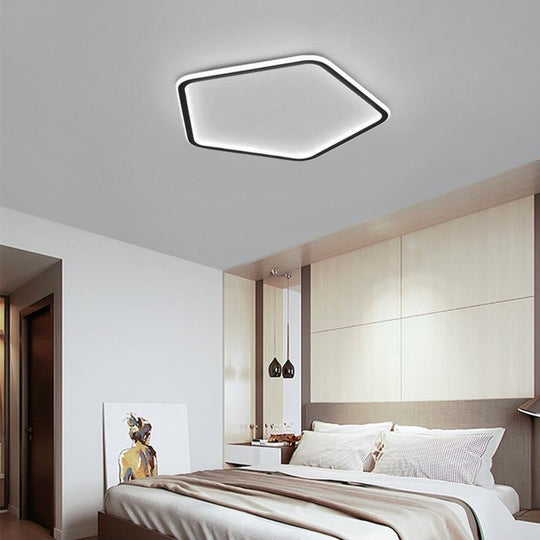 Nordic Hexagon Modern Flush Mount Ceiling Light – Black Iron Frame