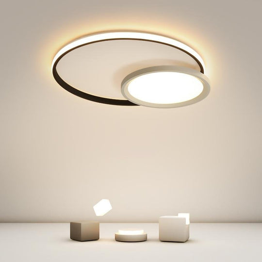Overlap Round Black Flush Mount Ceiling Light